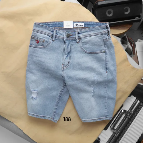 Quần Short Jeans Nam Rurumen Màu Xanh Cao Cấp Hàng VNXK