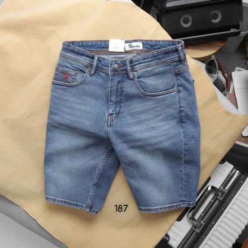 Quần Short Jeans Nam Rurumen Màu Xanh Cao Cấp Hàng VNXK