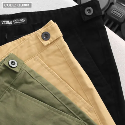 Quần Short Kaki Co Giãn Phối Nút Cao Cấp (Có Size 36)