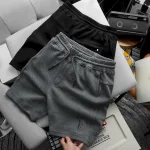 Quần Short Thun Nam Viền Sọc Thêu Logo Chữ
