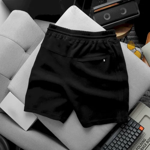 Quần Short Thun Nam Viền Sọc Thêu Logo Chữ