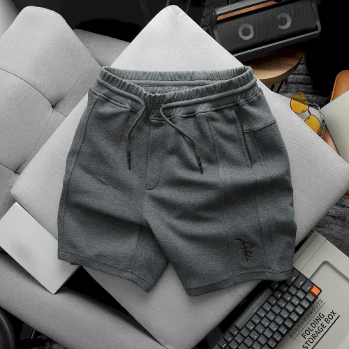 Quần Short Thun Nam Viền Sọc Thêu Logo Chữ