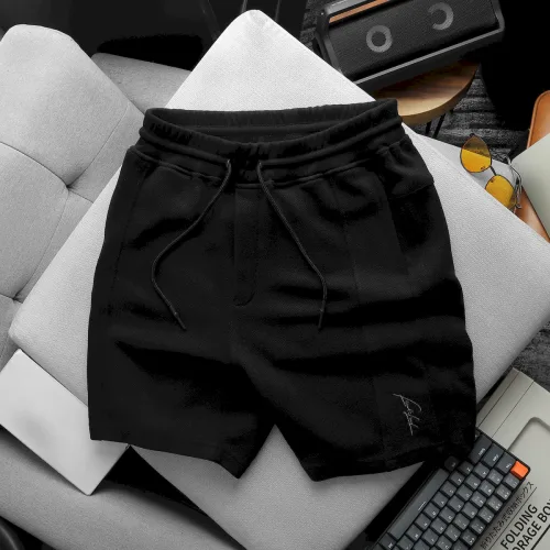 Quần Short Thun Nam Viền Sọc Thêu Logo Chữ