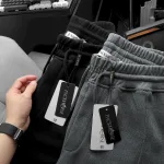 Quần Short Thun Nam Viền Sọc Thêu Logo Chữ