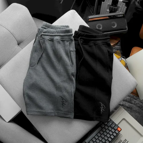 Quần Short Thun Nam Viền Sọc Thêu Logo Chữ