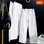 Quần Suông Nữ - Quần Jeans Suông Nữ Thêu Nơ Chất Liệu Vải Dày Mềm Không Co Giãn