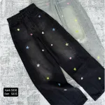 Quần Thụng Jeans Nữ Thêu Ngôi Sao Vải Dày Mềm Không Co Giãn