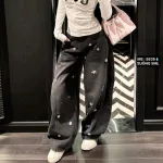 Quần Thụng Jeans Nữ Thêu Ngôi Sao Vải Dày Mềm Không Co Giãn
