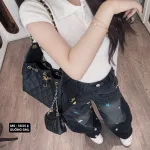 Quần Thụng Jeans Nữ Thêu Ngôi Sao Vải Dày Mềm Không Co Giãn