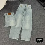 Quần Thụng Jeans Nữ Túi Hộp - Quần Jean Suông - Quần Short Nữ - Vái Kaki Vải Dày Mềm Không Co Giãn