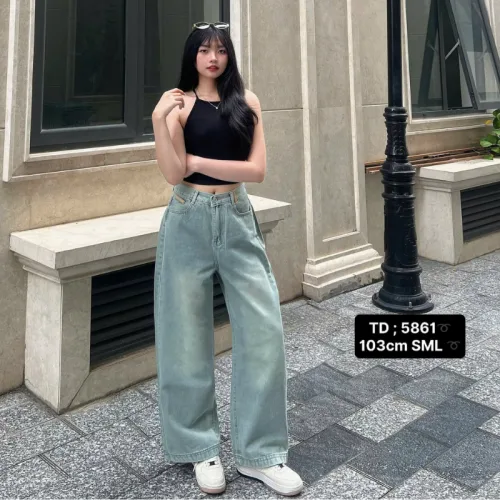 Quần Thụng Jeans Nữ Túi Hộp - Quần Jean Suông - Quần Short Nữ - Vái Kaki Vải Dày Mềm Không Co Giãn