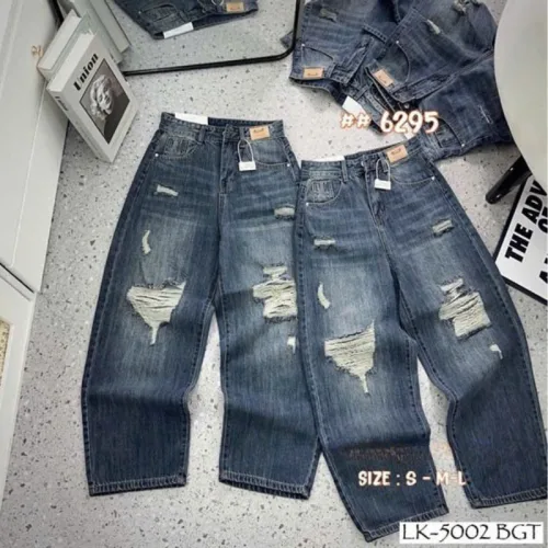 Quần Thụng Jeans Nữ Vải Dày Mềm Không Co Giãn Nhiều Mẫu