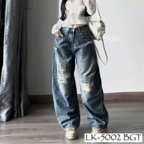 Quần Thụng Jeans Nữ Vải Dày Mềm Không Co Giãn Nhiều Mẫu