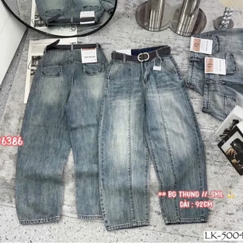 Quần Thụng Nữ - Quần Jeans Thụng - Quần Thụng Kaki Nữ Rách Túi Chất Liệu Vải Dày Mềm Không Co Giãn