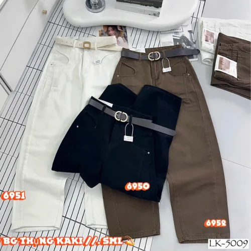 Quần Thụng Nữ - Quần Jeans Thụng - Quần Thụng Kaki Nữ Rách Túi Chất Liệu Vải Dày Mềm Không Co Giãn