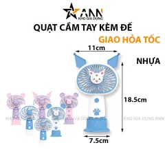 Quạt Cầm Tay Mini Tai Thỏ Kèm Đế