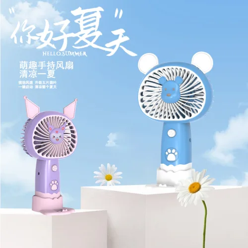 Quạt Cầm Tay Mini Tai Thỏ Kèm Đế