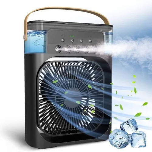 Quạt Phun Hơi Nước Có Đèn Hình Vuông Quạt Để Bàn Mini 600ml 20x25.5x8.5cm