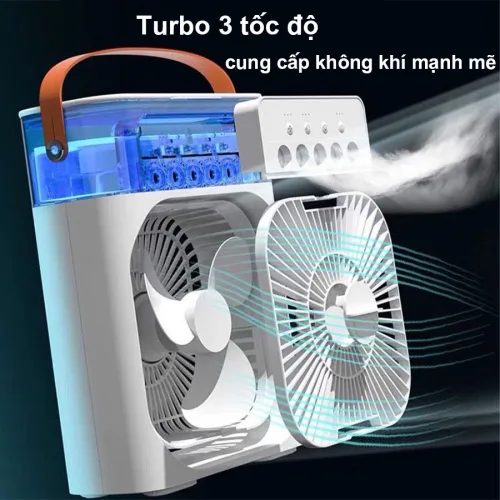 Quạt Phun Hơi Nước Có Đèn Hình Vuông Quạt Để Bàn Mini 600ml 20x25.5x8.5cm