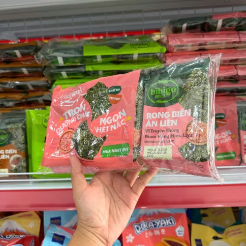 Rong Biển Ăn Liền Bibigo Gồm 4 Vị (Truyền Thống, Dầu Mè, Muối Hồng, BBQ) - 1 Lốc 3 Gói