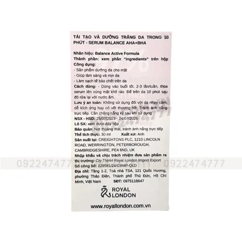 Serum Balance Active Formula AHA + BHA 30ml Giúp Tái Tạo Và Dưỡng Trắng Da