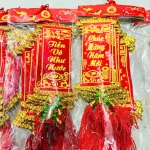 Set 10 Liễn Nhung Đỏ Trang Trí Tết - Liễn Câu Đối Đỏ Nhung Treo Cây Size Mini