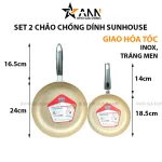 Set 2 Chảo Chống Dính Sunhouse Dùng Cho Bếp Ga