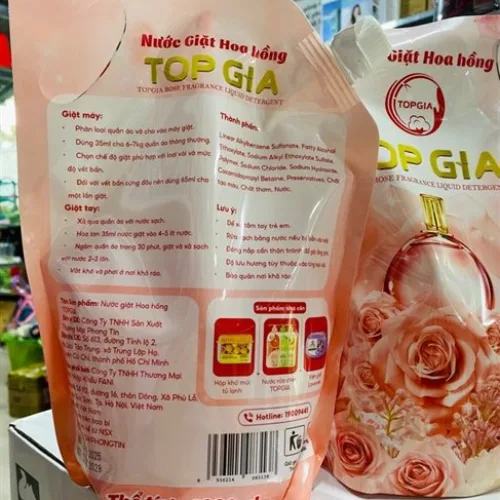 Set 2 túi nước giặt topgia Hoa Hồng 2000ml túi(2 túi 4000ml)