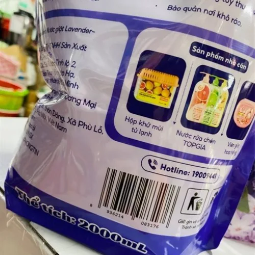 Set 2 túi nước giặt topgia hương Lavender 2000ml( 2 túi tổng 4000ml)