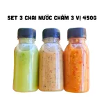 Set 3 Chai Nước Chấm 3 Vị 450g - Muối Ớt Xanh + Muối Tiêu + Muối Ớt Đỏ Thơm Ngon