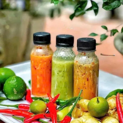 Set 3 Chai Nước Chấm 3 Vị 450g - Muối Ớt Xanh + Muối Tiêu + Muối Ớt Đỏ Thơm Ngon