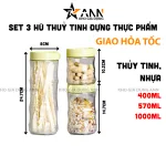 Set 3 Hũ Thủy Tinh Đựng Thực Phẩm - Lọ Thủy Tinh Cao Cấp 400 - 570ml - 1000ml