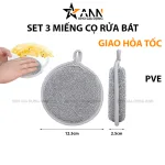 Set 3 Miếng Cọ Rửa Chén Bát Đĩa Đũa Cọ Xoong Nồi Tạo Bọt Đa Năng 12.5x2.5cm