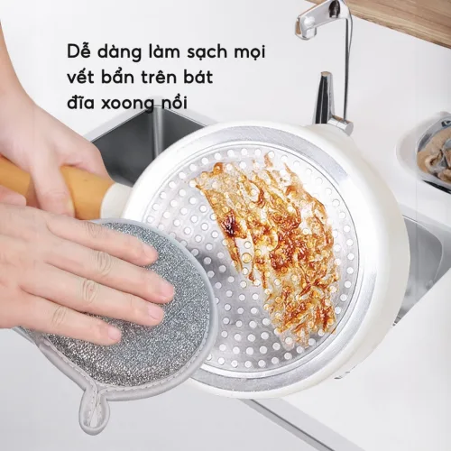 Set 3 Miếng Cọ Rửa Chén Bát Đĩa Đũa Cọ Xoong Nồi Tạo Bọt Đa Năng 12.5x2.5cm