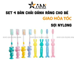 Set 4 Bàn Chải Đánh Răng - Bàn Chải vệ Sinh Răng Miệng Cho Bé Hình Gấu Và Thỏ Dễ Thương