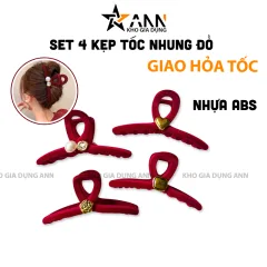 Set 4 Kẹp Tóc Nhung Đỏ Hot Mùa Tết 2025