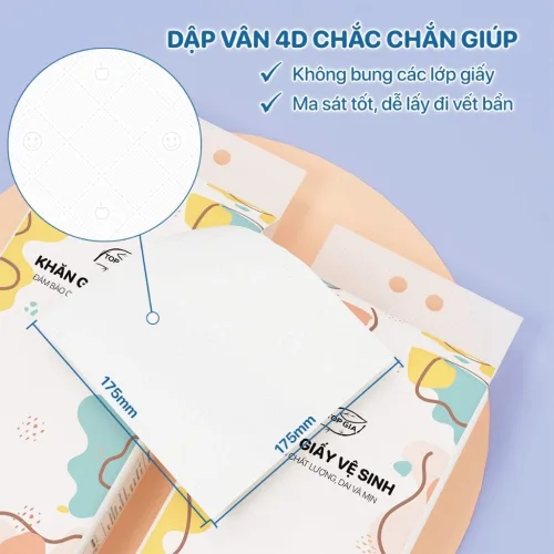 Set 4 Túi Khăn Giấy  Rút Treo Tường 4 Lớp Top Gia 1 Túi 1280 Tờ Đa Năng 34x8x16cm
