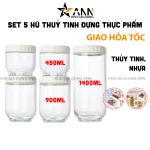 Set 5 Hũ Thủy Tinh Đựng Thực Phẩm - Lọ Thủy Tinh Đựng Đồ Khô 450 - 900 - 1400ml