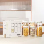 Set 5 Hũ Thủy Tinh Đựng Thực Phẩm - Lọ Thủy Tinh Đựng Đồ Khô 450 - 900 - 1400ml