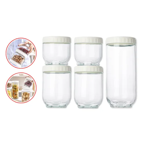 Set 5 Hũ Thủy Tinh Đựng Thực Phẩm - Lọ Thủy Tinh Đựng Đồ Khô 450 - 900 - 1400ml