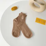 Set 5 Đôi Vớ Cổ Cao Họa Tiết Hình Gấu - Đôi Tất Cổ Cao Phong Cách Hàn Quốc