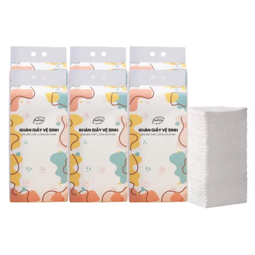 Set 6 Túi Khăn Giấy Rút Treo Tường 4 Lớp Top Gia 1 Túi 1280 Tờ Đa Năng 34x8x16cm