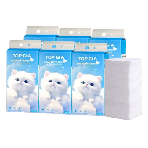 Set 6 Túi Khăn Giấy Rút Treo Tường Màu Xanh Có 4 Lớp Top Gia