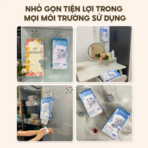 Set 6 Túi Khăn Giấy Rút Treo Tường Màu Xanh Có 4 Lớp Top Gia