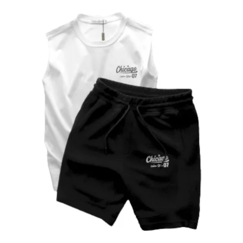 Set Bộ Nam Áo Ba Lỗ Phối Quần Short Thun In Logo Chữ Chicago