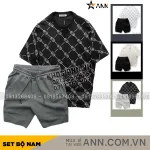 Set Bộ Nam Áo Cổ Tròn Pack Horse In Chữ AA Quần Short Thun Thể Thao