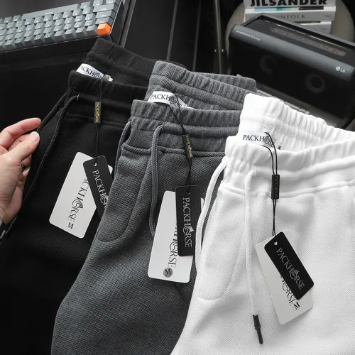 Set Bộ Nam Áo Cổ Tròn Phối Màu Thêu Chữ Trước Ngực & Quần Short Thêu Nổi Logo Chữ Có Big Size