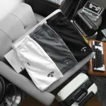 Set Bộ Nam Áo Cổ Tròn Phối Màu Thêu Chữ Trước Ngực & Quần Short Thêu Nổi Logo Chữ Có Big Size