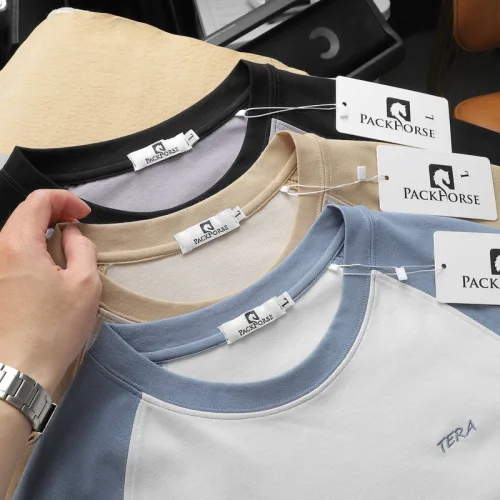 Set Bộ Nam Áo Cổ Tròn Phối Màu Thêu Chữ Trước Ngực & Quần Short Thêu Nổi Logo Chữ Có Big Size