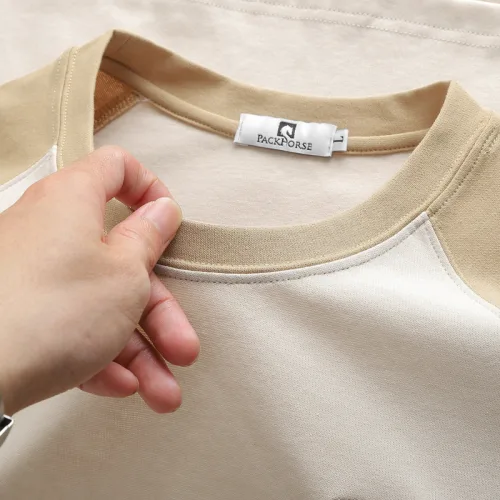 Set Bộ Nam Áo Cổ Tròn Phối Màu Thêu Chữ Trước Ngực & Quần Short Thêu Nổi Logo Chữ Có Big Size